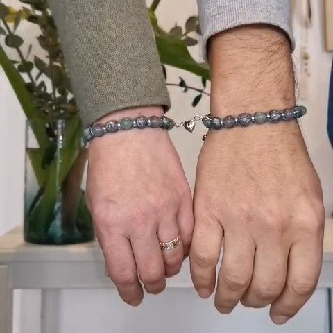 Grey Jasper, Grey Chalcedony, Aventurine, Green Pyrite Bracelet "Silent Power" 503