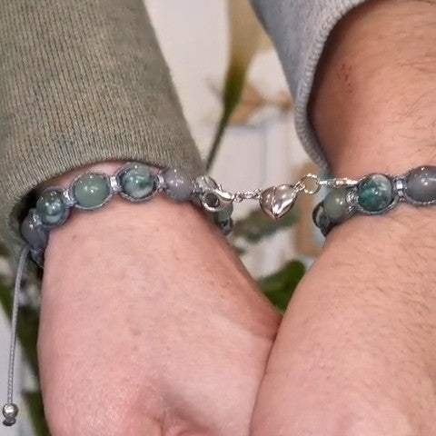 Grey Jasper, Grey Chalcedony, Aventurine, Green Pyrite Bracelet "Silent Power" 503