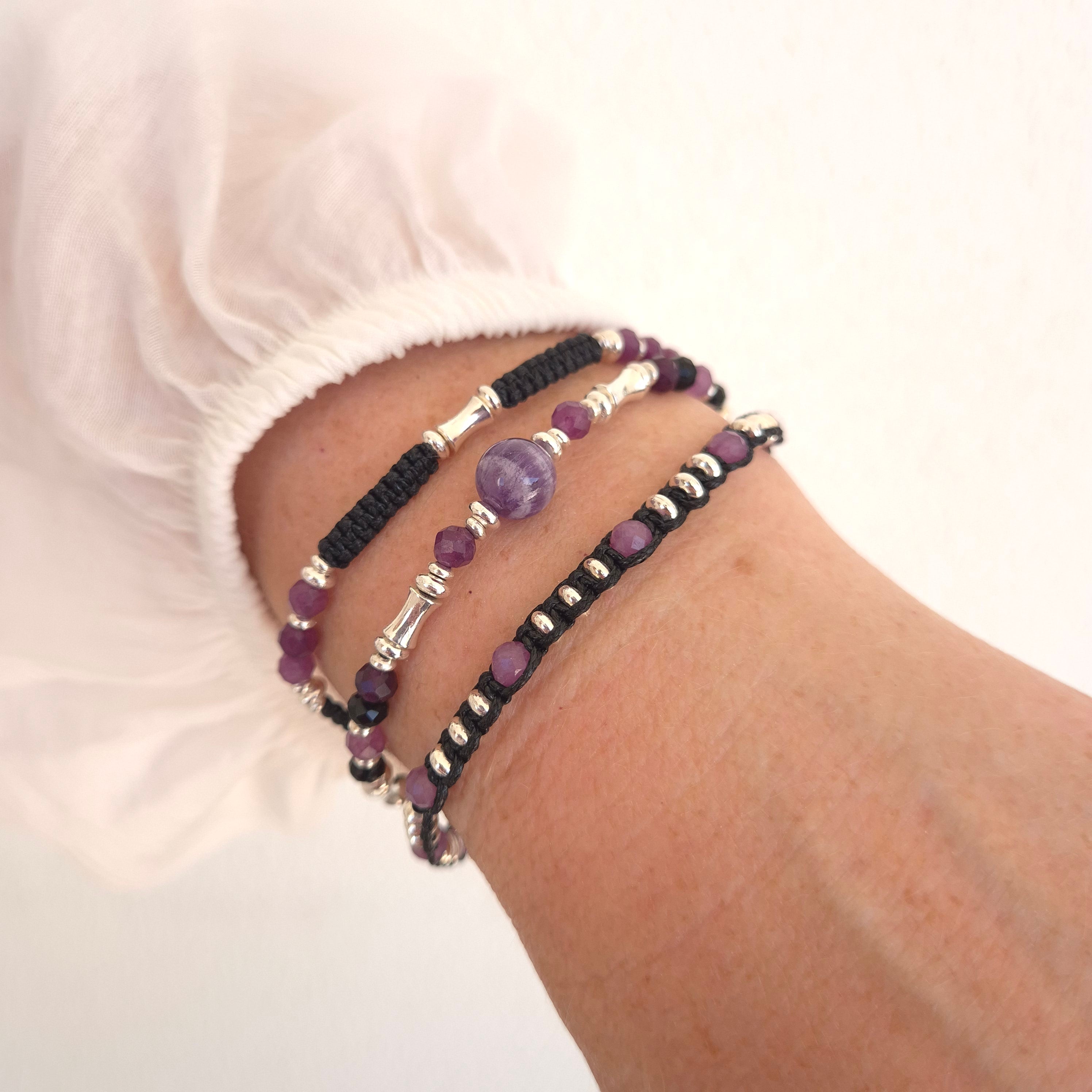 The Amethyst Dreamer: Hand-Woven Silver & Stone Wrap