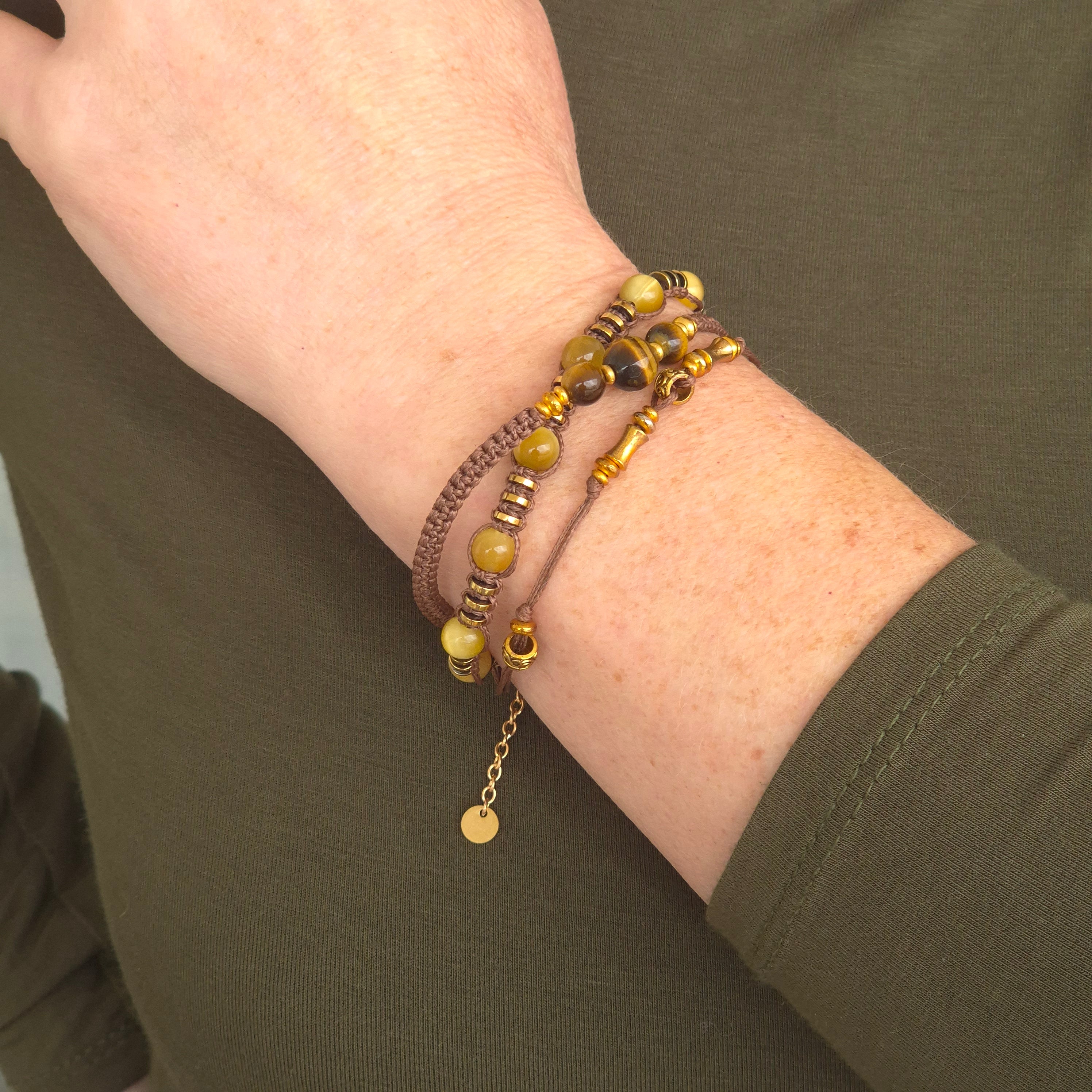 The Tiger’s Eye Wanderer: Hand-Woven Multi-Layer Wrap Bold. Grounded. Radiant.