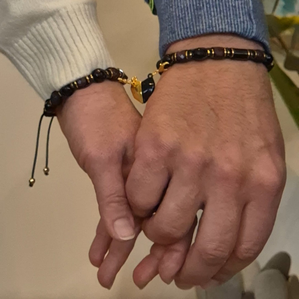 Black Tourmaline, Garnet, Black Agate, Lava, Onyx Bracelet "Stone Valor" 505