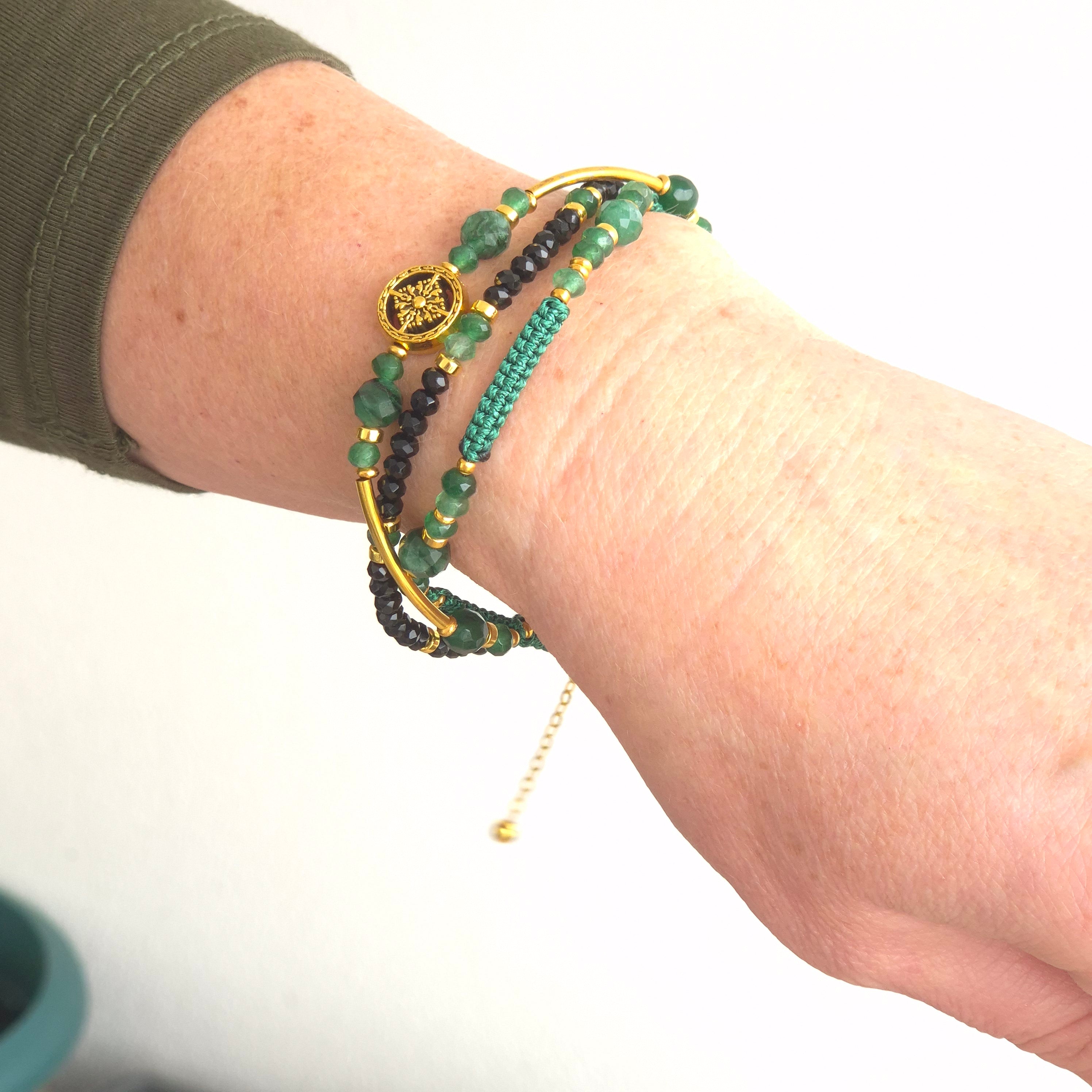 Green Chalcedony Layered Bracelet Set