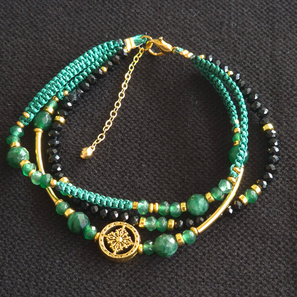 Green Chalcedony Layered Bracelet Set