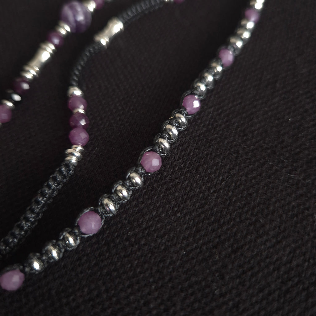 The Amethyst Dreamer: Hand-Woven Silver & Stone Wrap