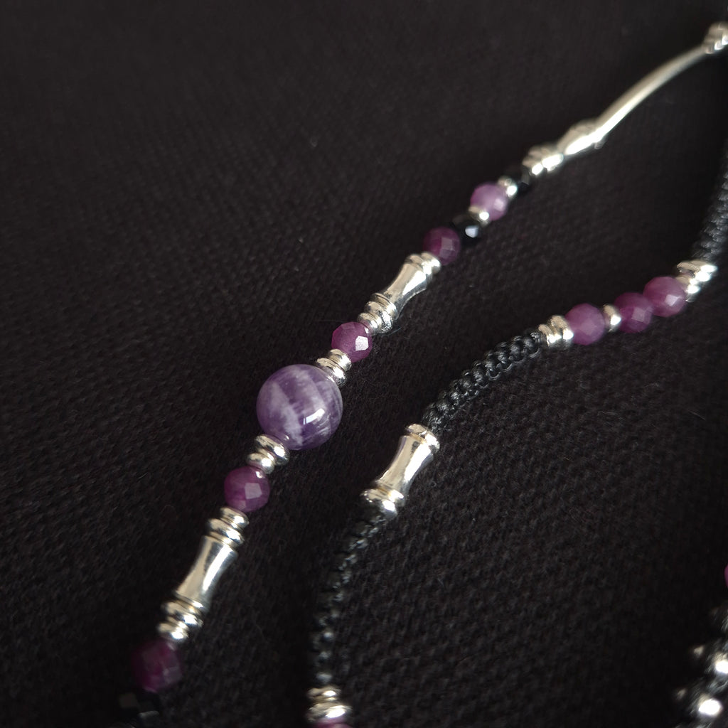 The Amethyst Dreamer: Hand-Woven Silver & Stone Wrap