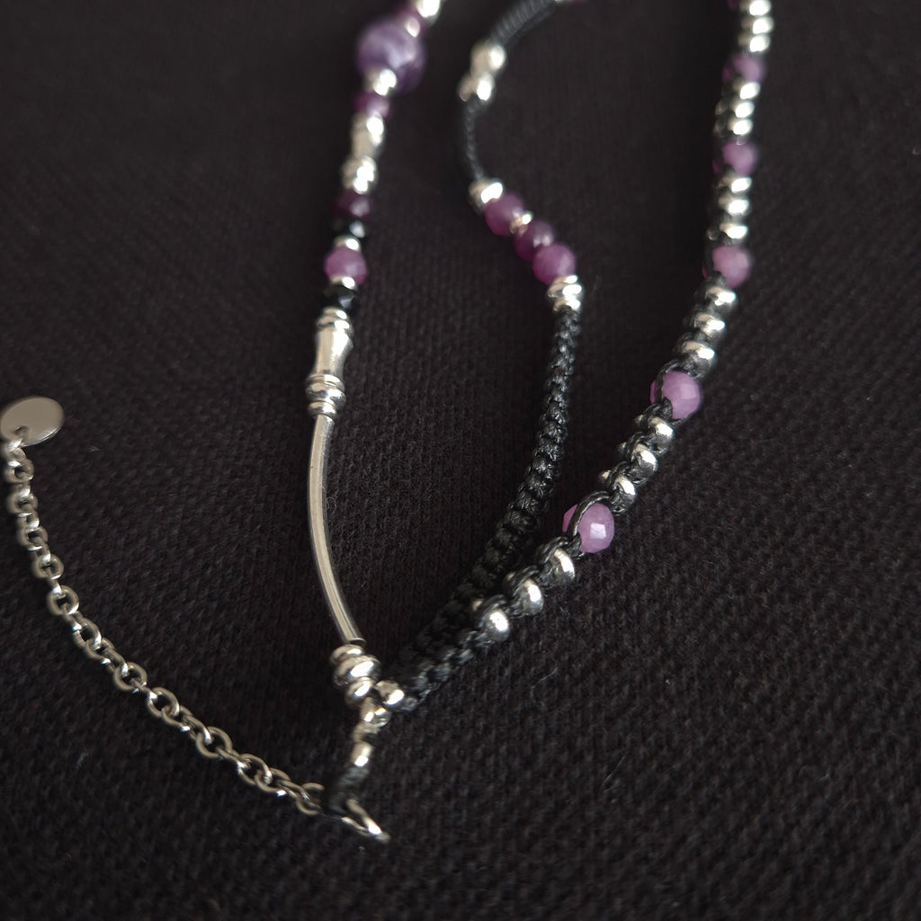 The Amethyst Dreamer: Hand-Woven Silver & Stone Wrap