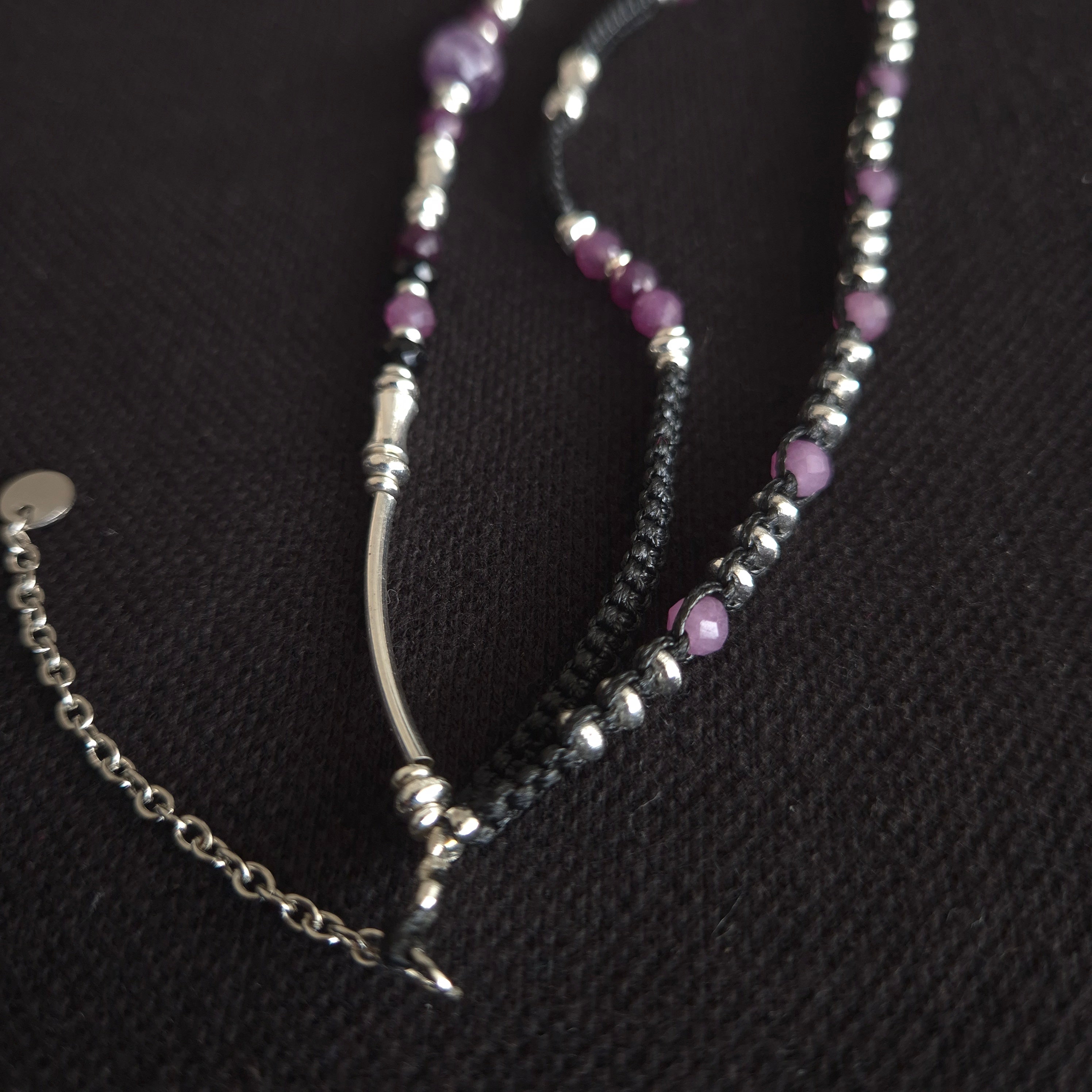 The Amethyst Dreamer: Hand-Woven Silver & Stone Wrap