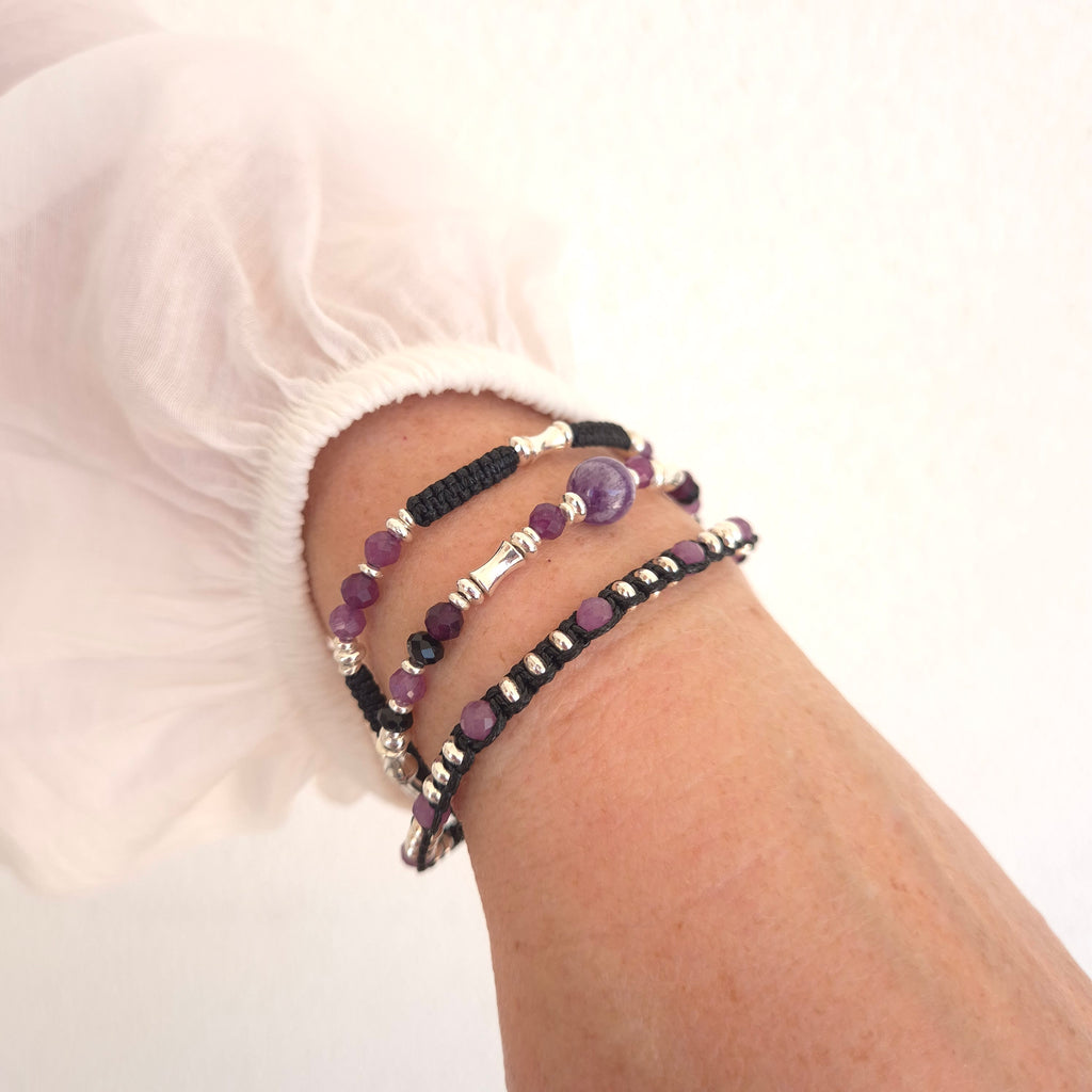The Amethyst Dreamer: Hand-Woven Silver & Stone Wrap