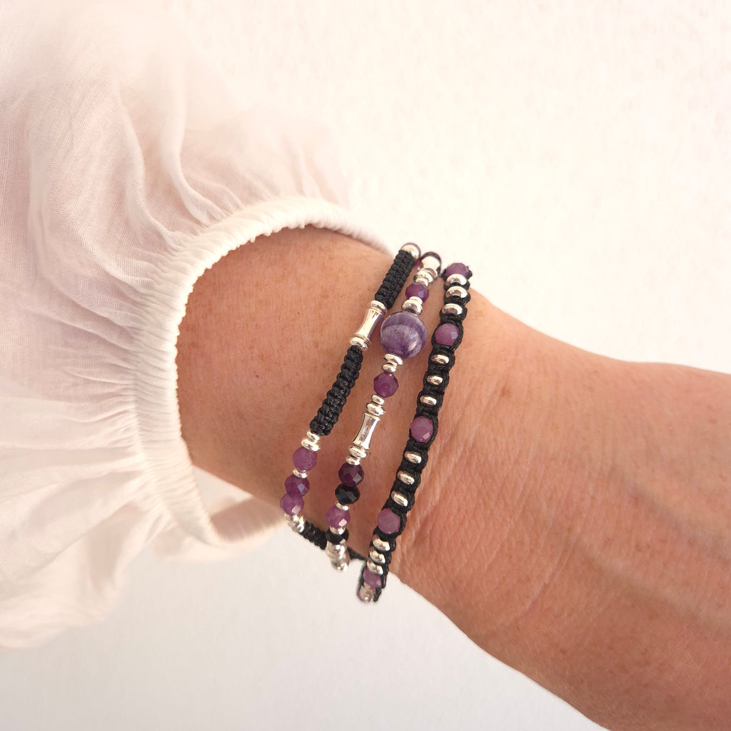 The Amethyst Dreamer: Hand-Woven Silver & Stone Wrap