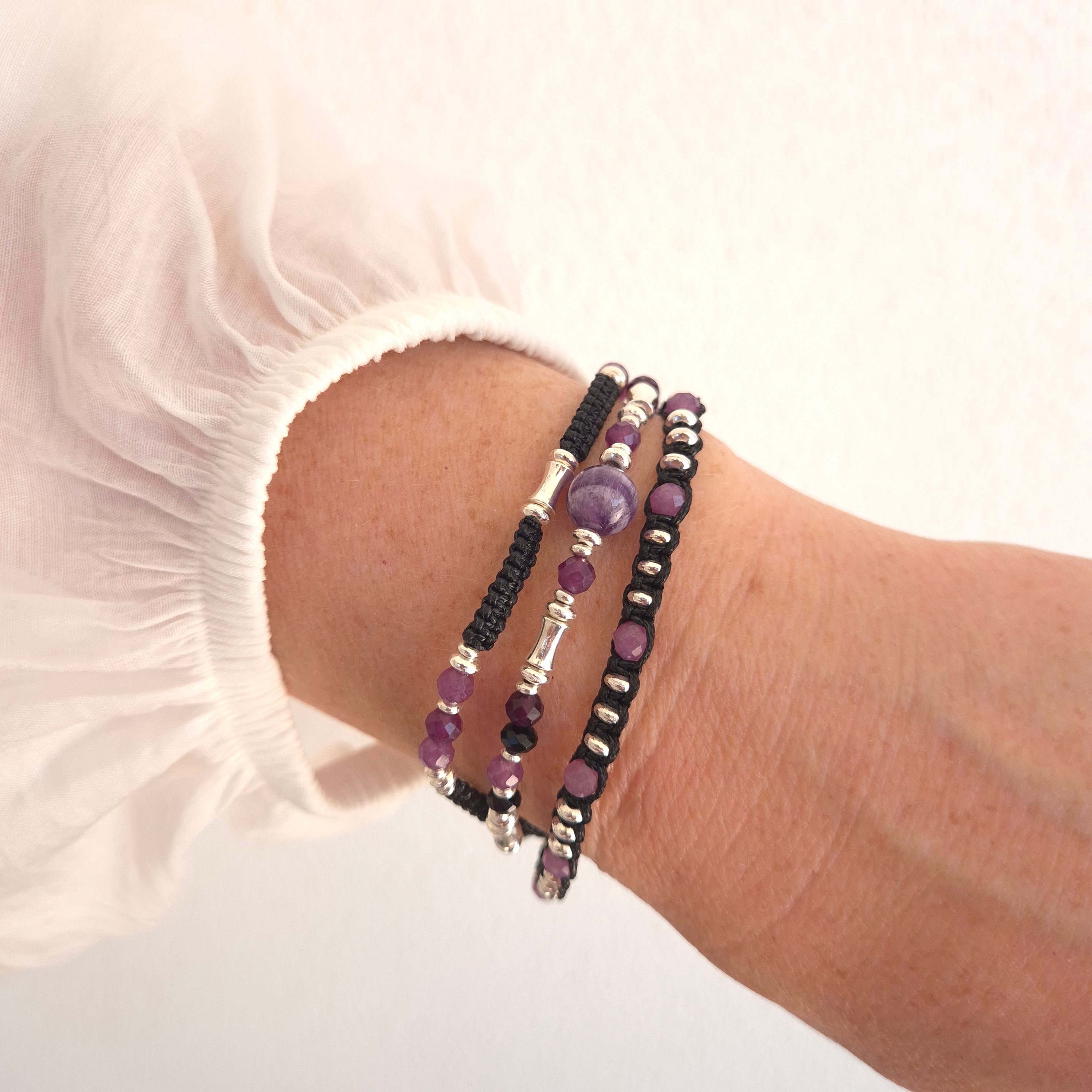 The Amethyst Dreamer: Hand-Woven Silver & Stone Wrap
