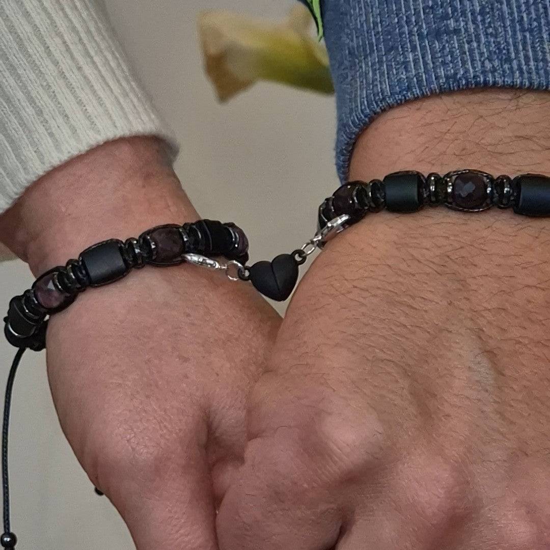Garnet Onyx Lava Pair Bracelet "Volcanic Pulse"507