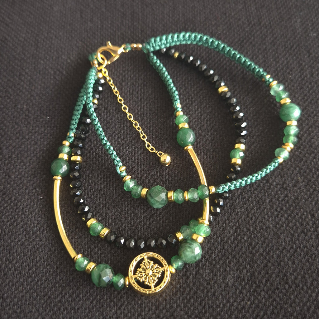 Green Chalcedony Layered Bracelet Set