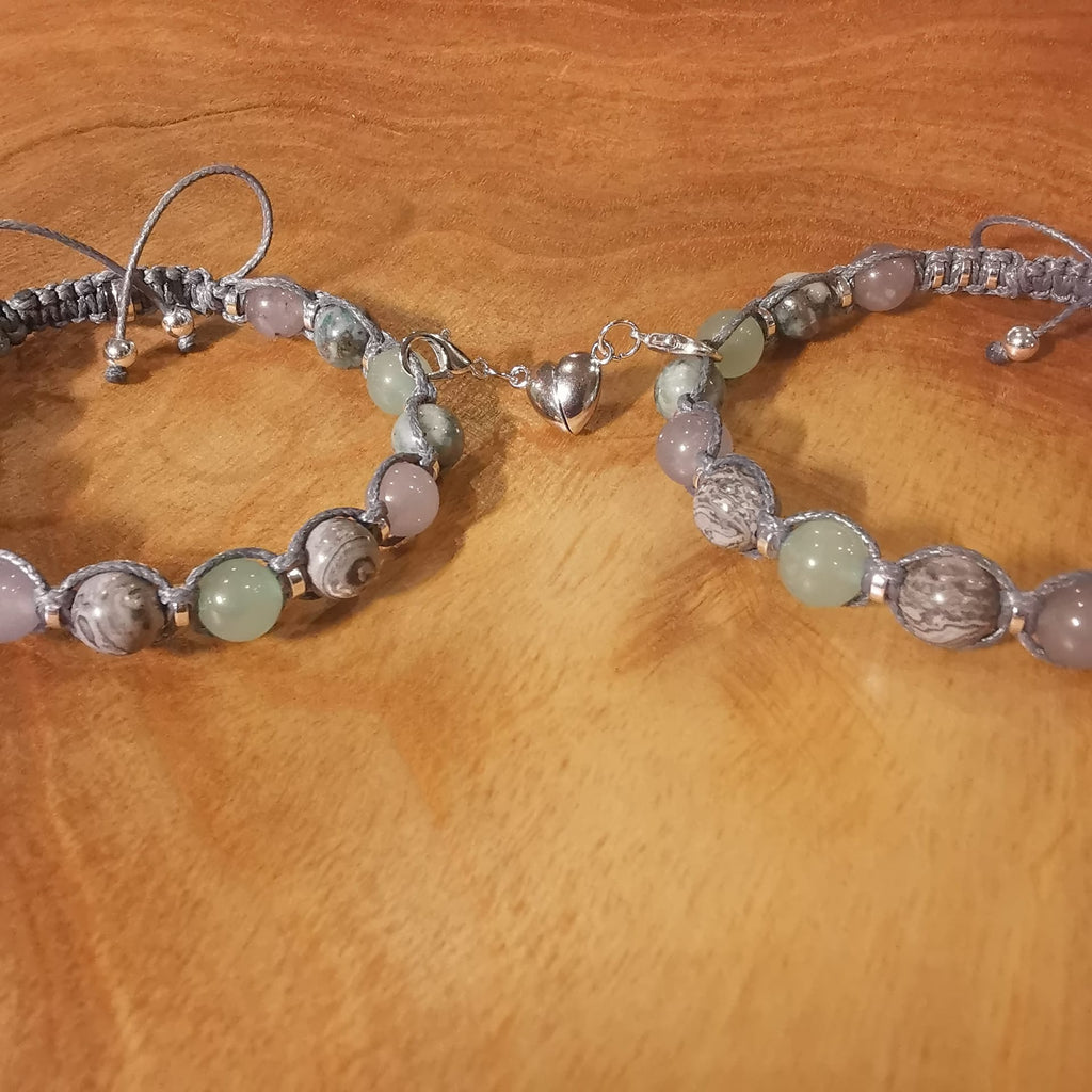 Grey Jasper, Grey Chalcedony, Aventurine, Green Pyrite Bracelet "Silent Power" 503