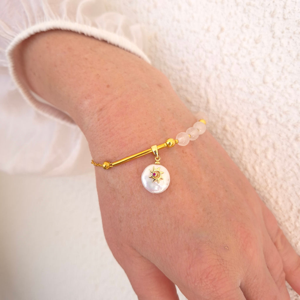 Rose Quartz & Baroque Pearl Duo