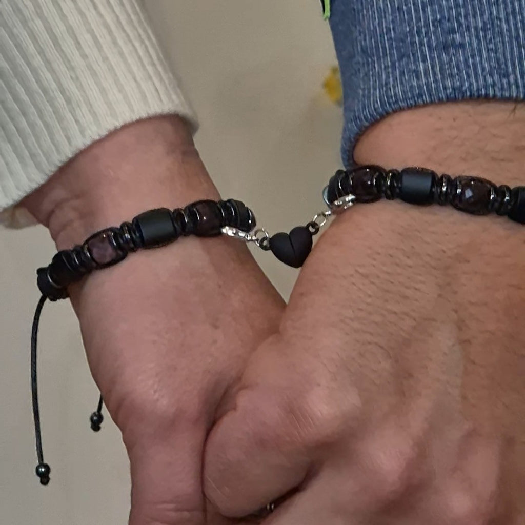Garnet Onyx Lava Pair Bracelet "Volcanic Pulse"507