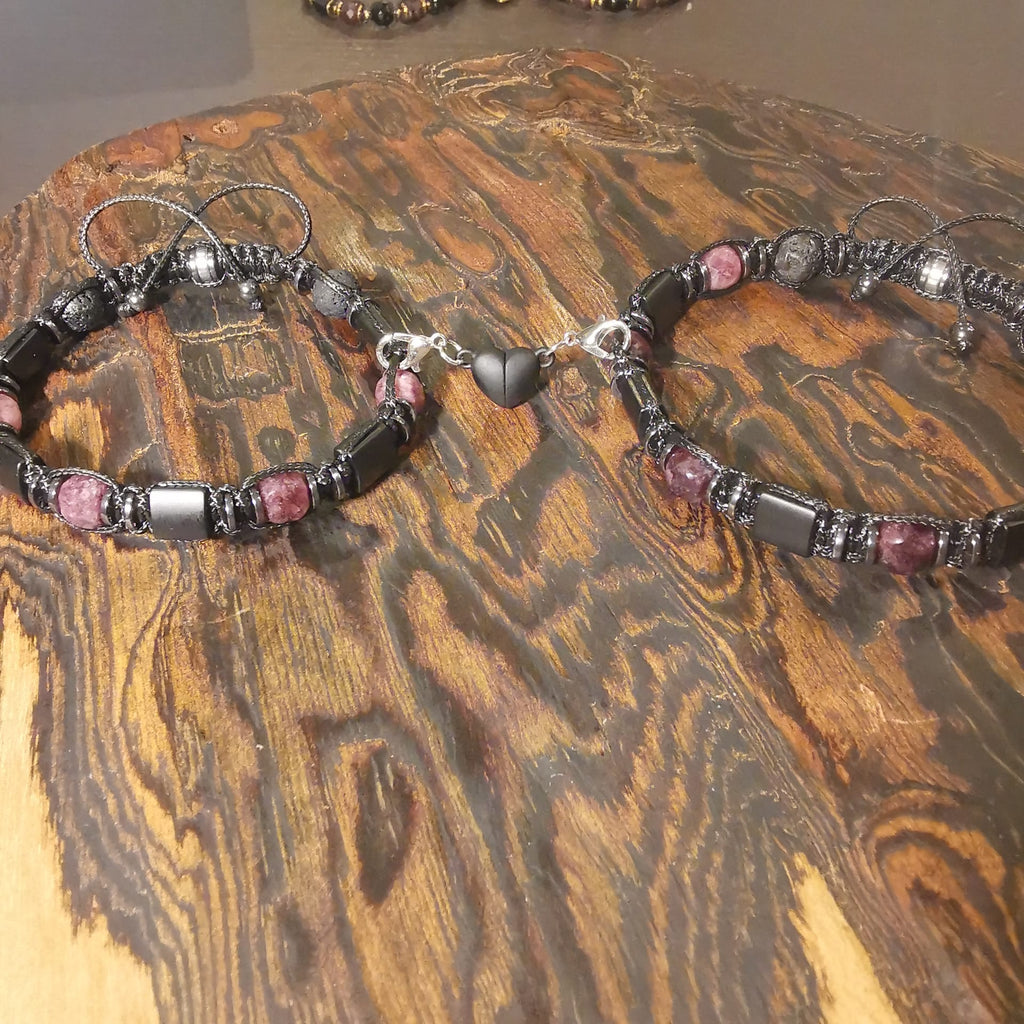 Garnet Onyx Lava Pair Bracelet "Volcanic Pulse"507