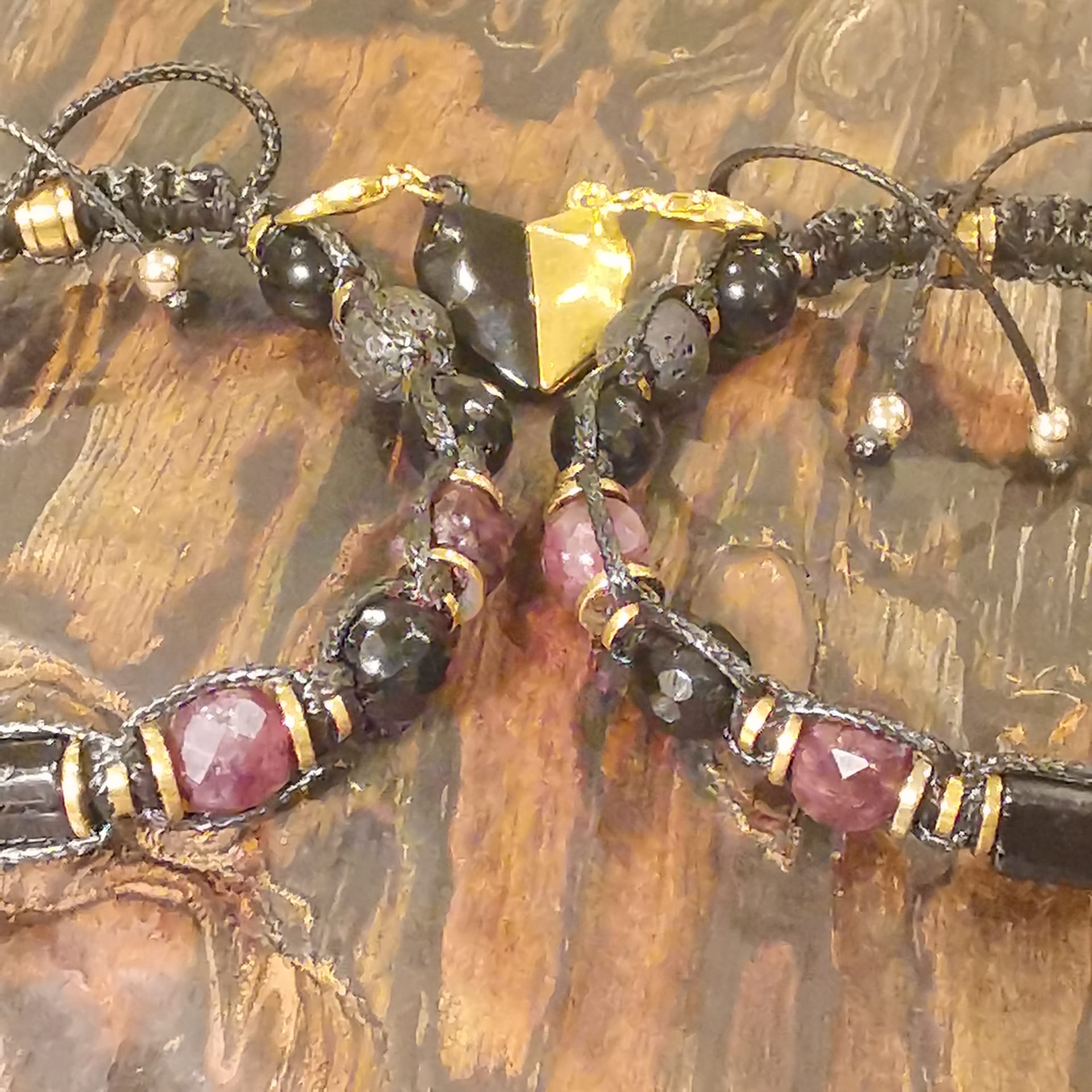 Black Tourmaline, Garnet, Black Agate, Lava, Onyx Bracelet "Stone Valor" 505