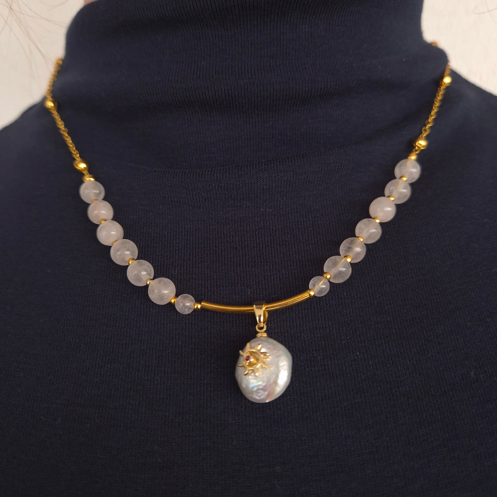 Rose Quartz & Baroque Pearl Duo