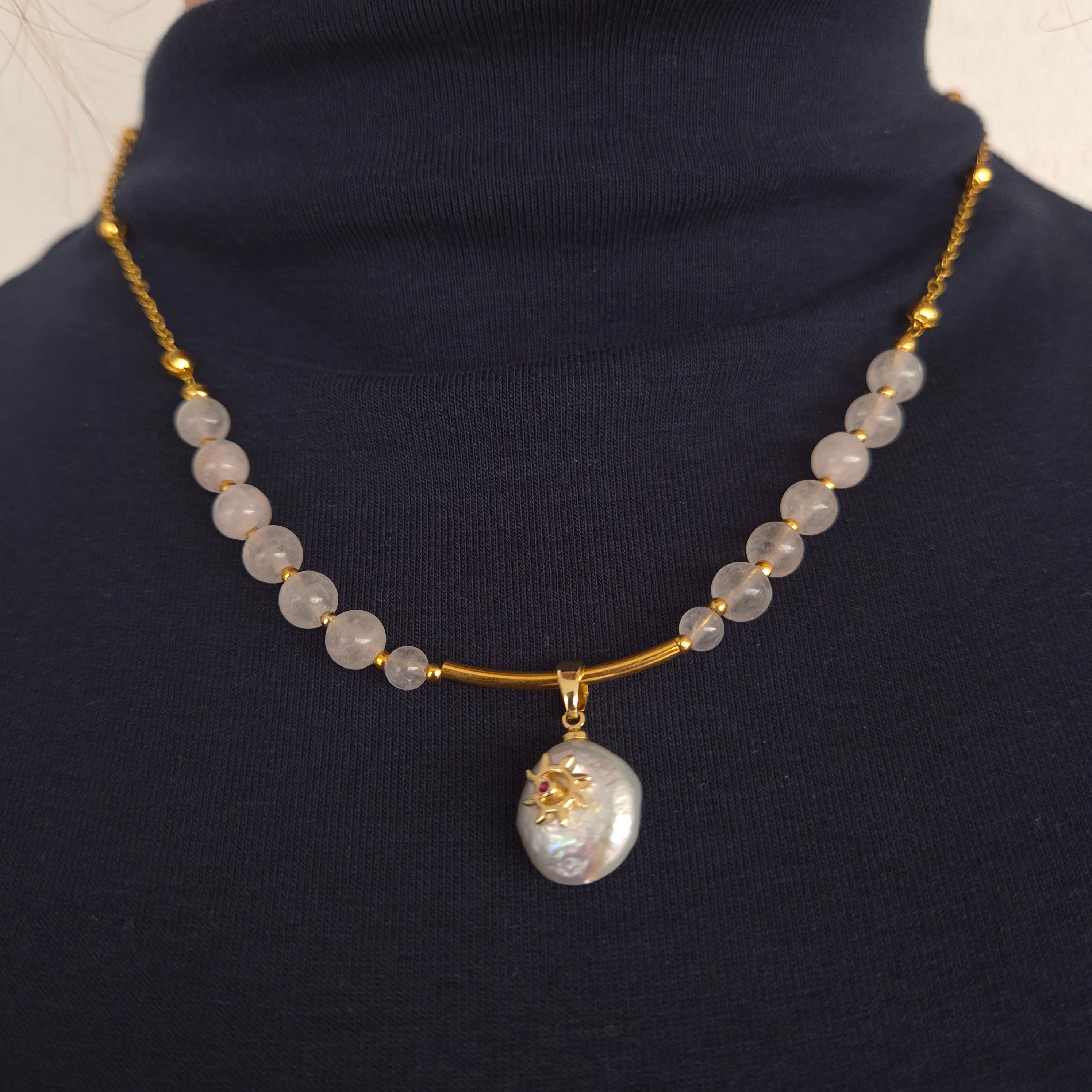 Rose Quartz & Baroque Pearl Duo