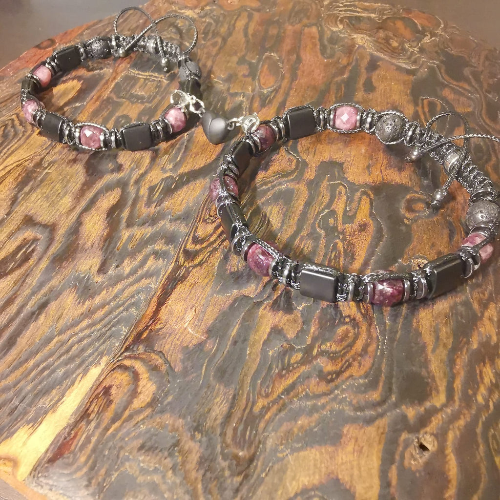 Garnet Onyx Lava Pair Bracelet "Volcanic Pulse"507