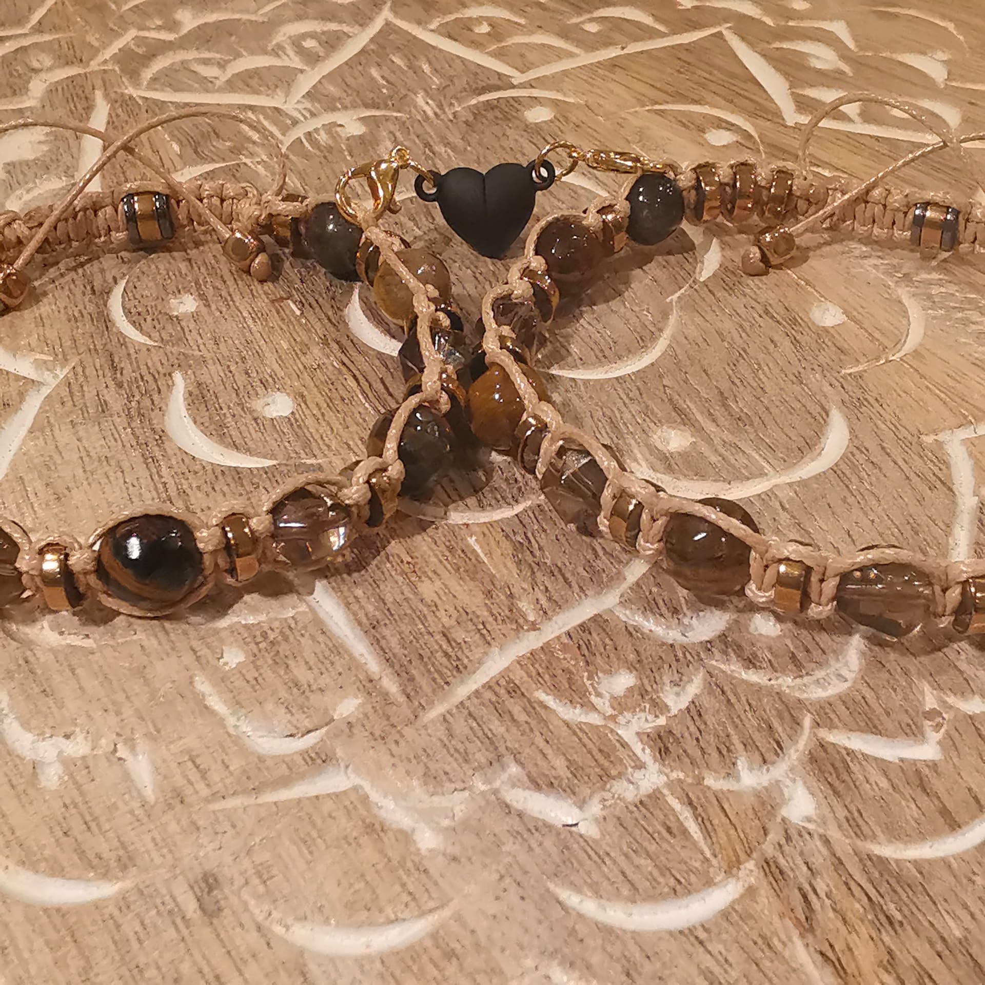 504 Brown Quartz, Tiger Eye Gold Obsidian bracelet "Sunlit Stoneforce"