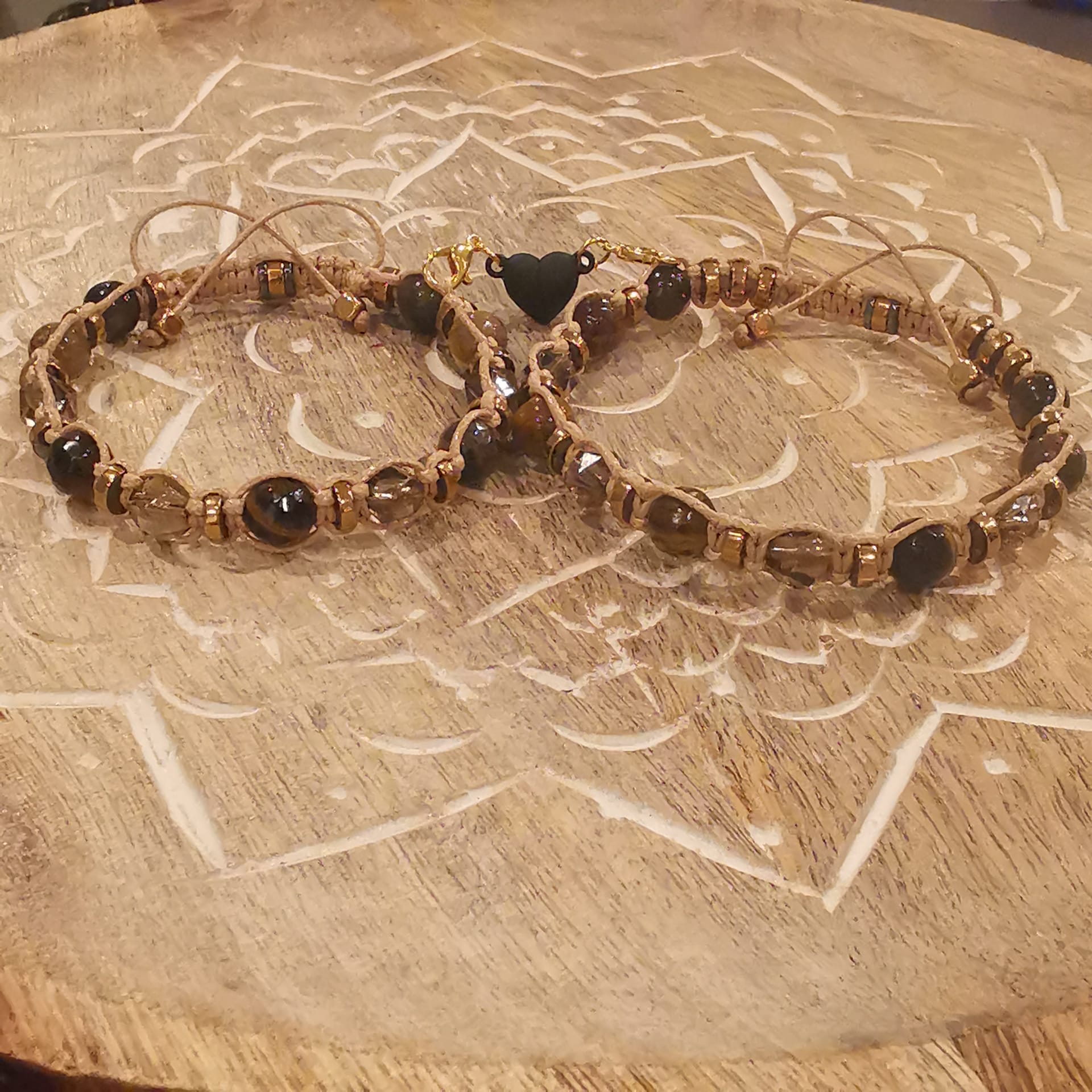504 Brown Quartz, Tiger Eye Gold Obsidian bracelet "Sunlit Stoneforce"