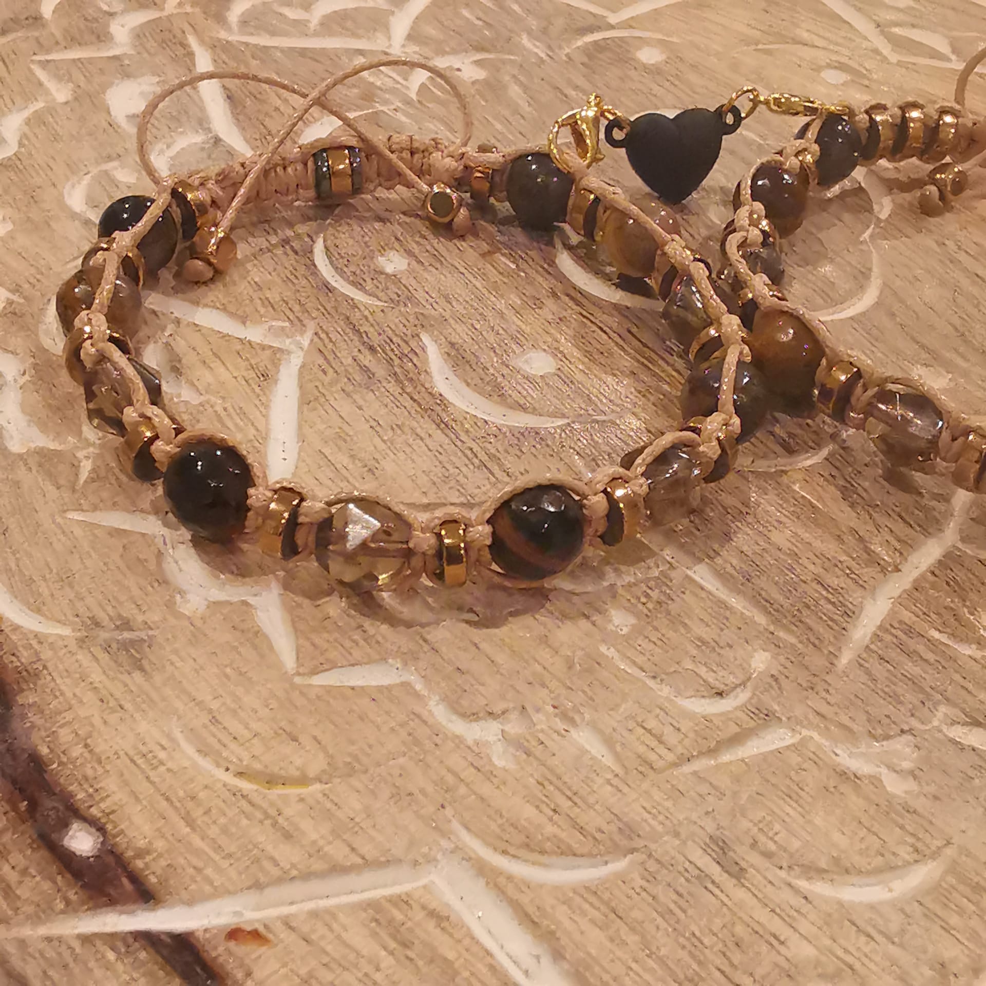 504 Brown Quartz, Tiger Eye Gold Obsidian bracelet "Sunlit Stoneforce"