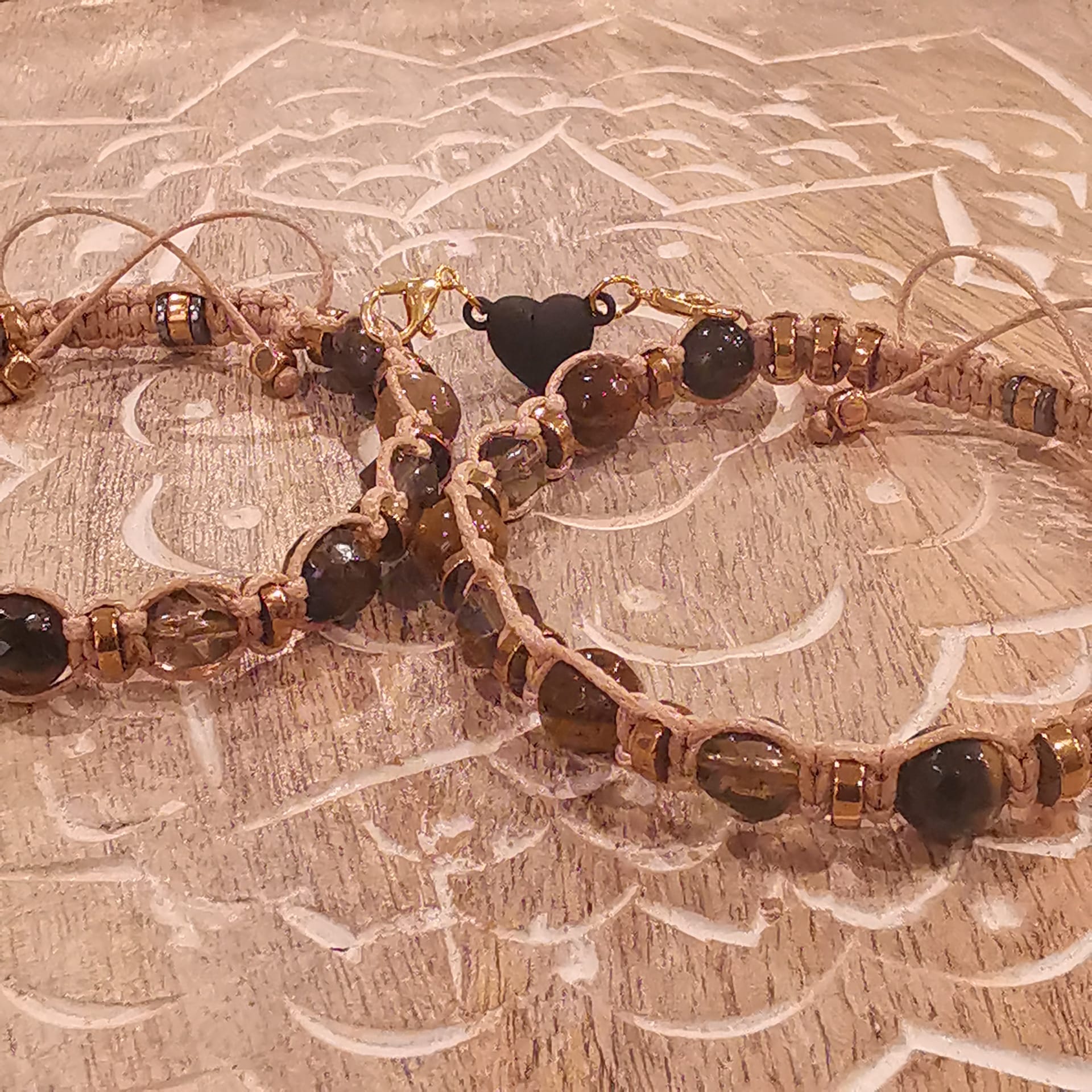 504 Brown Quartz, Tiger Eye Gold Obsidian bracelet "Sunlit Stoneforce"