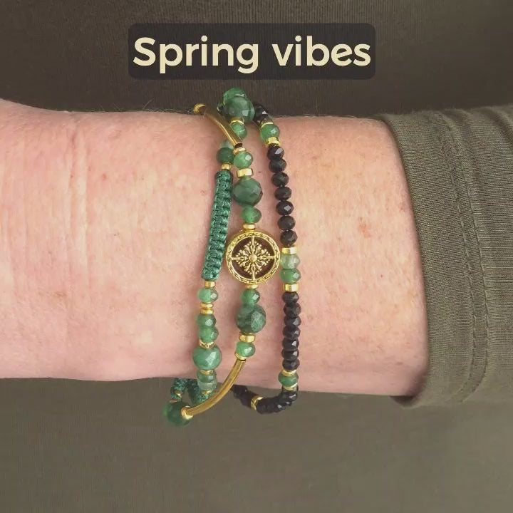 Green Chalcedony Layered Bracelet Set